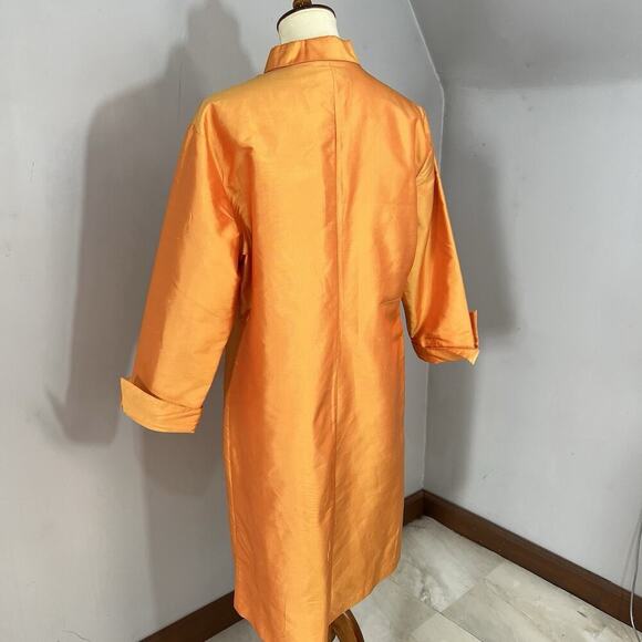 Vintage Silk Orange Womens Long Evening Jacket Large Dressy Lightweight Taffeta - Picture 5 of 15
